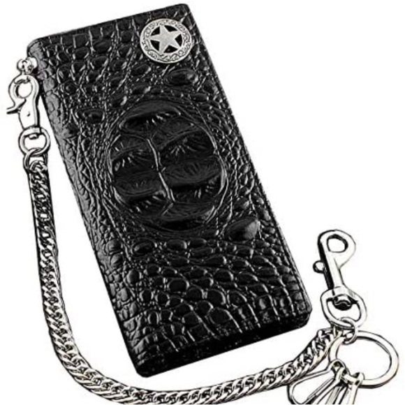 Mens wallet Biker Leather Long Card Holder Wallet